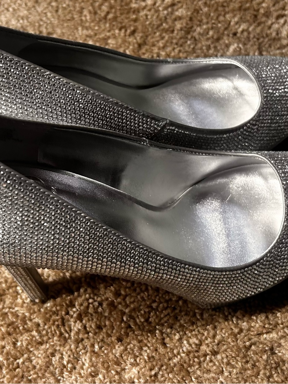 J LO Silver Rhinestone Embellished High Heel Pumps 9M free gift